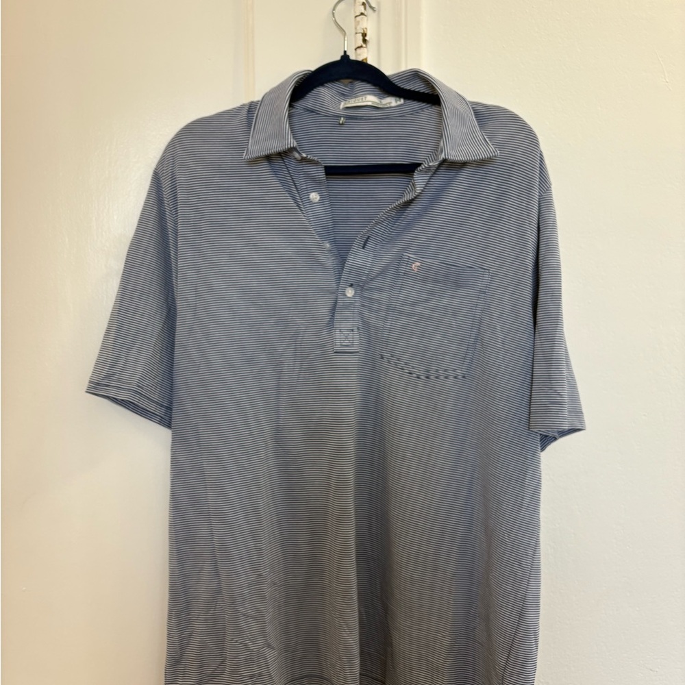 Men's Blue Striped Polo Shirt